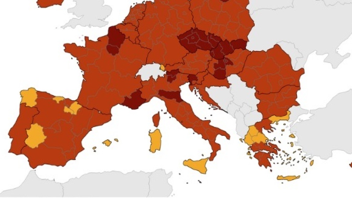 Κορωνοϊός - ECDC: «Κόκκινη» και «κίτρινη» η Ελλάδα στον συνδυασμό τεστ - κρουσμάτων - δείκτη θετικότητας