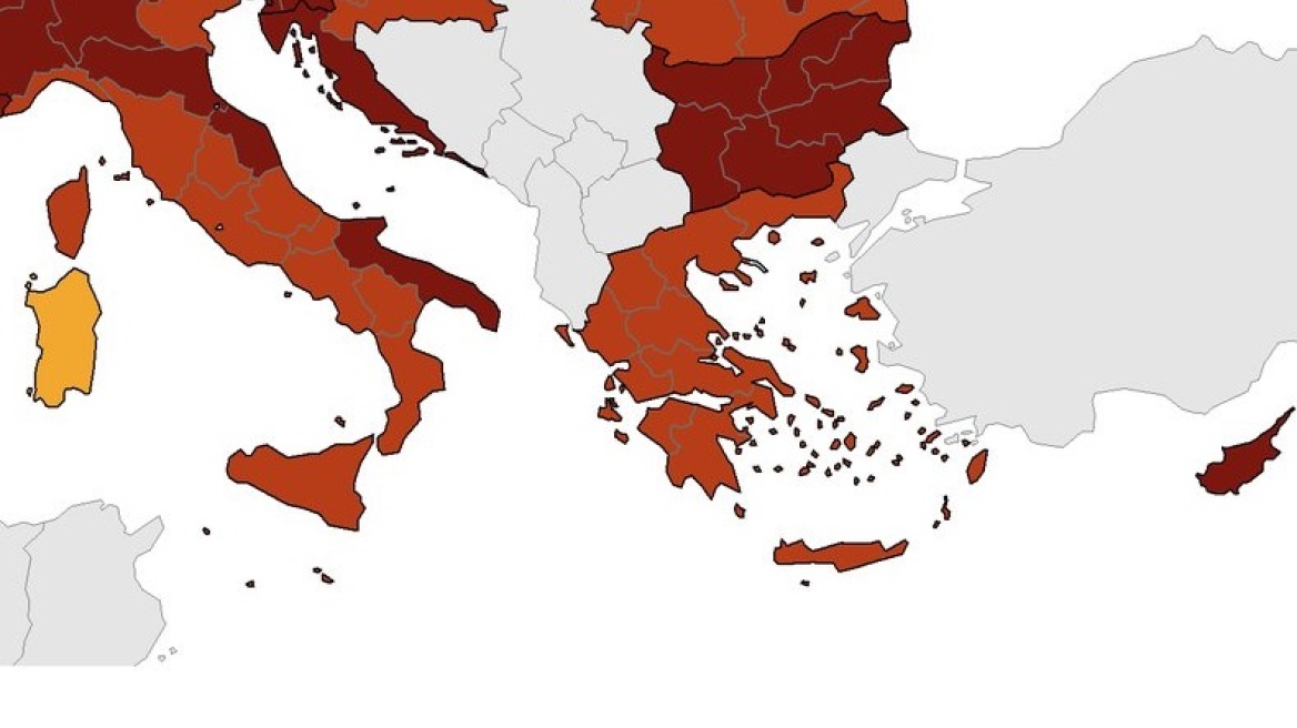 Κορωνοϊός - ECDC: Παραμένει στο «κόκκινο» η Ελλάδα - Δείτε τους χάρτες