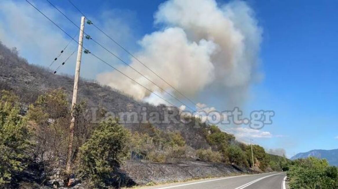 Φωτιά απειλεί σπίτια στη Μακρακώμη - Διακοπή της κυκλοφορίας στην εθνική οδό Λαμίας - Καρπενησίου