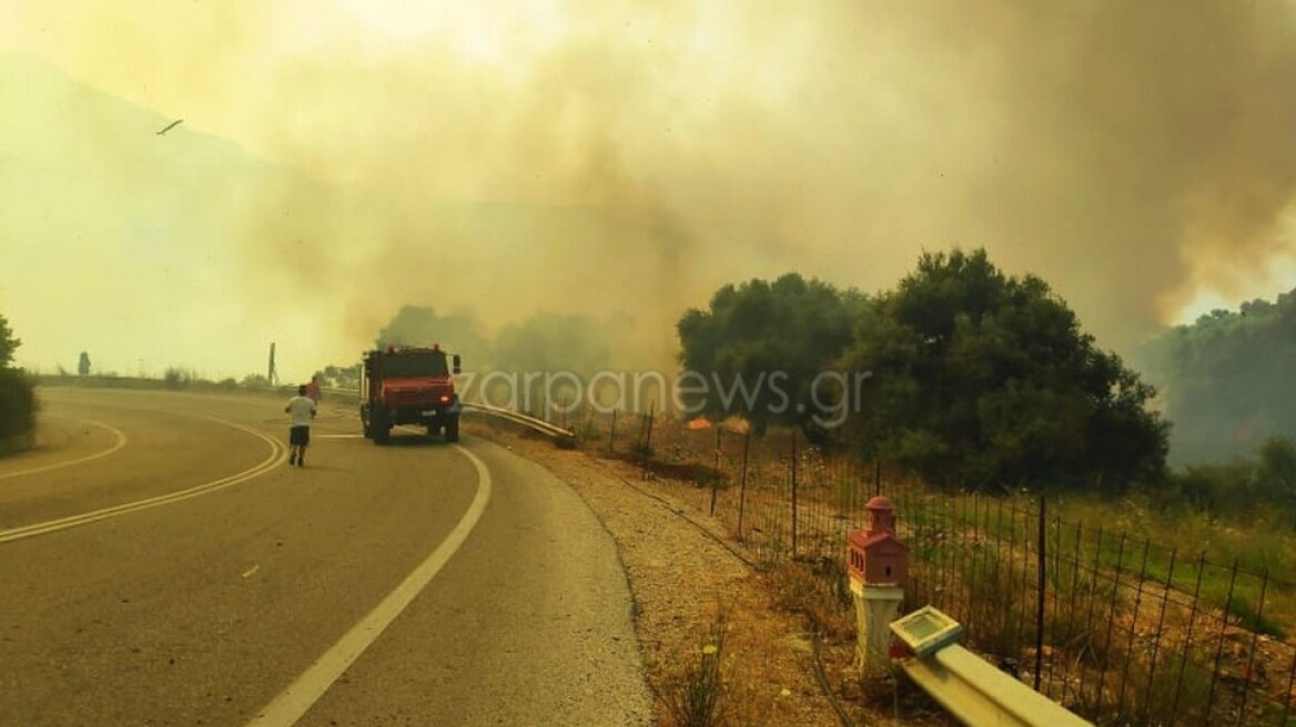 Φωτιά τώρα σε δασική έκταση στο Κακοδίκι Χανίων