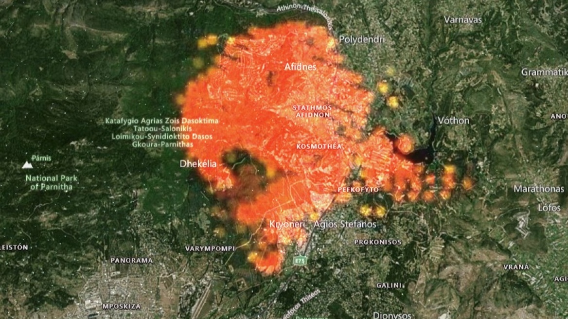 Φωτιές: Δείτε live από δορυφόρο την εικόνα της πυρκαγιάς – Όλα τα πύρινα μέτωπα