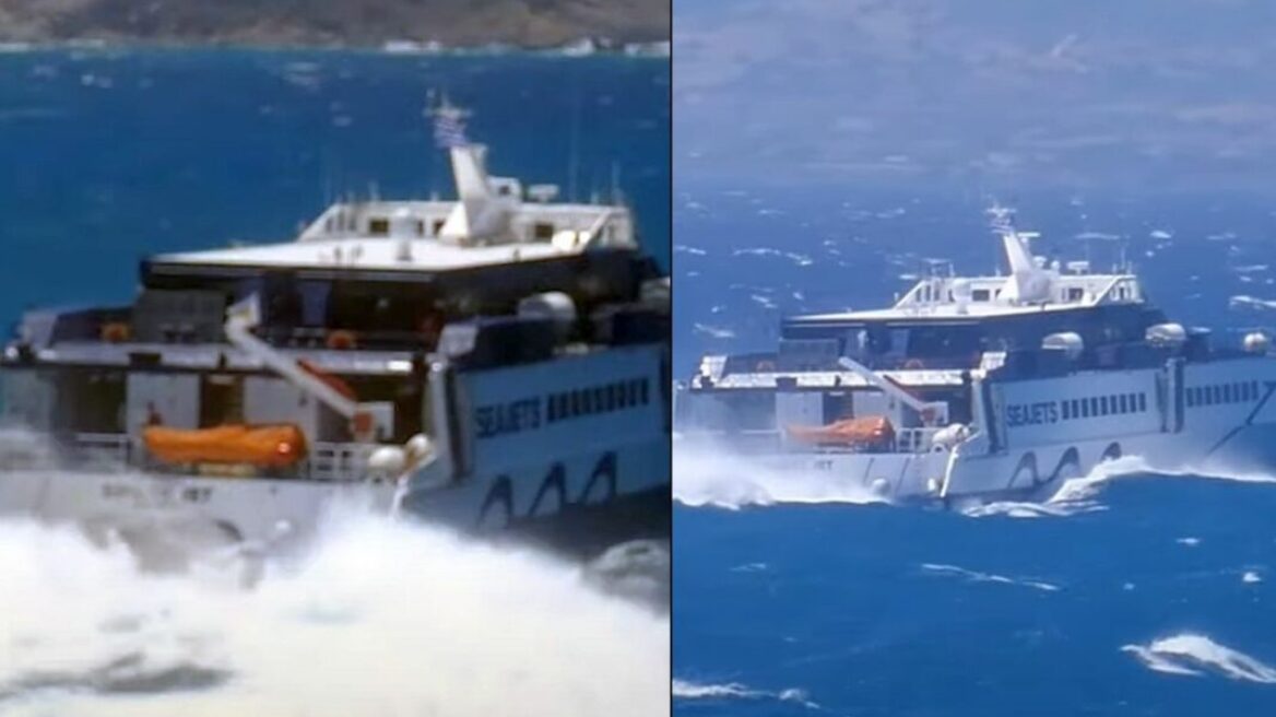 Βίντεο: Μάχη με τα κύματα - Tο Sifnos Jet απέναντι στους βοριάδες του Αιγαίου