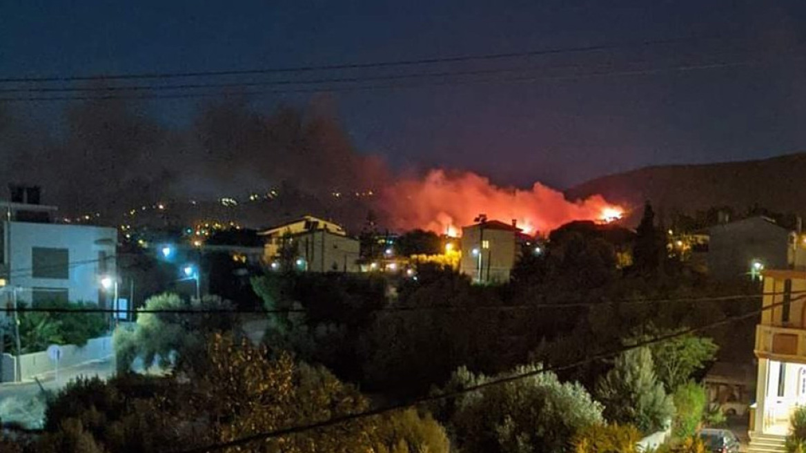 Φωτιά στη Νέα Μάκρη: Ολονύχτια μάχη με τις διάσπαρτες εστίες - Ζημιές σε σπίτια (βίντεο + φωτό)