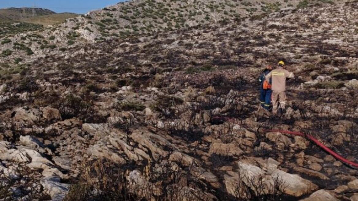 Σε ύφεση η φωτιά στην Κερατέα - Καίει από το μεσημέρι δασική έκταση 