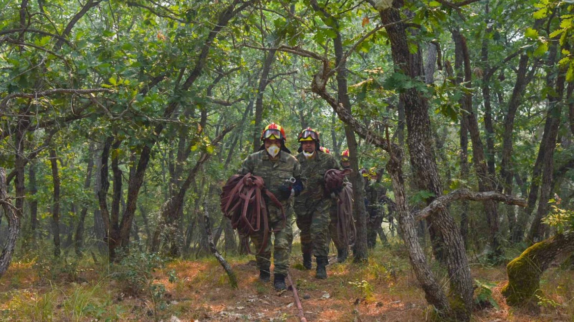 Μεγάλη η συνδρομή των Ενόπλων Δυνάμεων στις πυρκαγιές σε Δαδιά Έβρου και Βατερά Λέσβου