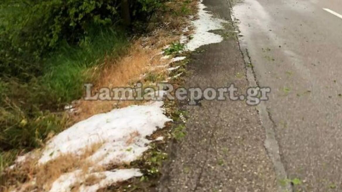 «Έστρωσε» χαλάζι στη Δυτική Φθιώτιδα - Δείτε βίντεο και φωτογραφίες