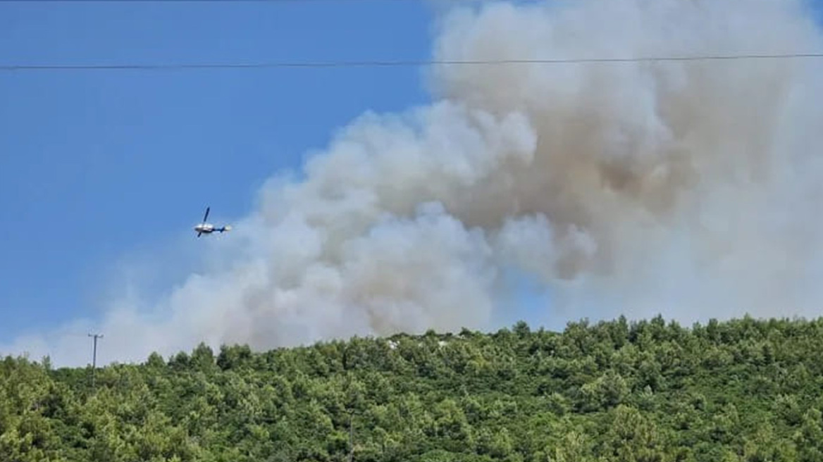 Φωτιά στο Μαρκόπουλο Ωρωπού: Καλύτερη η εικόνα από το πύρινο μέτωπο