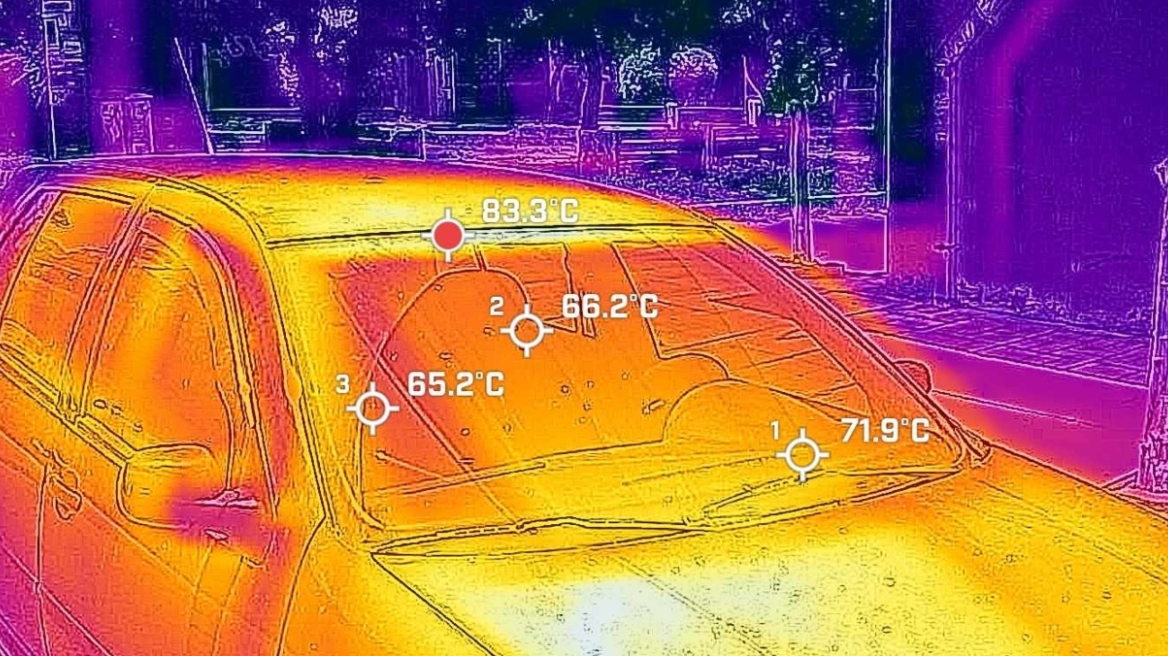 Καύσωνας Κλέων: Στους 84 βαθμούς έφτασε η θερμοκρασία πάνω στα αυτοκίνητα - Δείτε φωτογραφίες από θερμική κάμερα