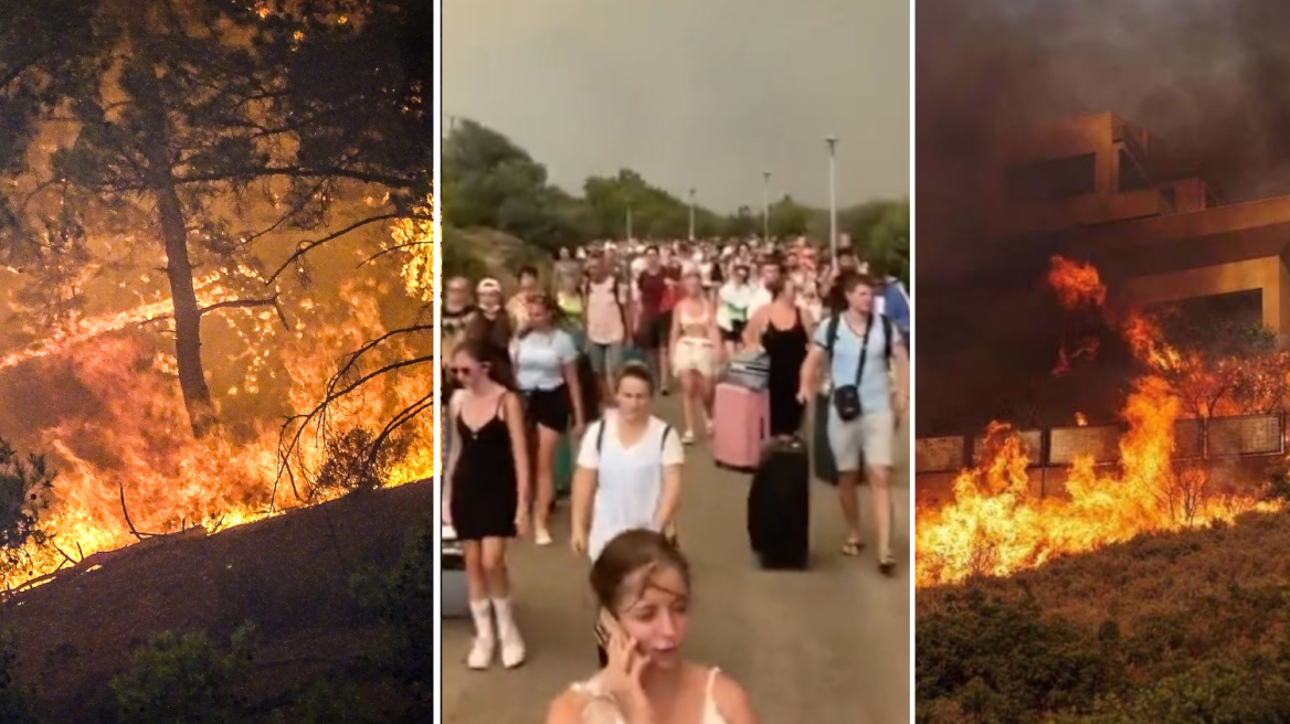 Φωτιά στη Ρόδο: Συγκλονιστικά βίντεο από την πύρινη λαίλαπα, τις εκκενώσεις και τις διασώσεις τουριστών