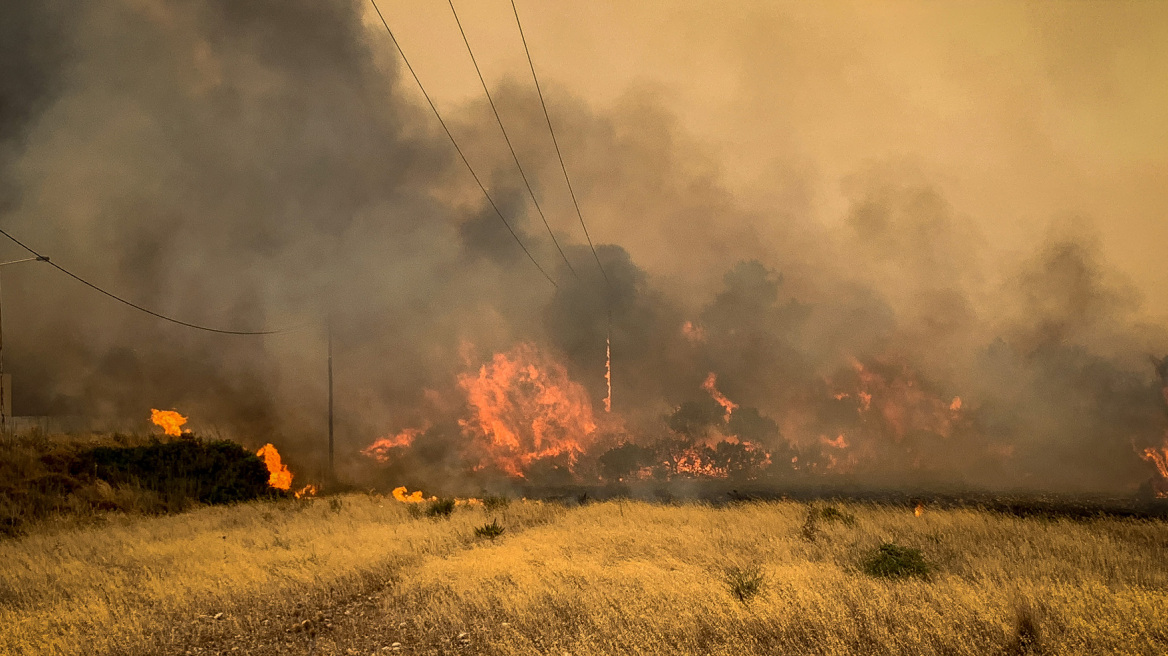 Φωτιά στη Ρόδο: Μήνυμα από το 112 για εκκένωση της περιοχής Κάλαθος