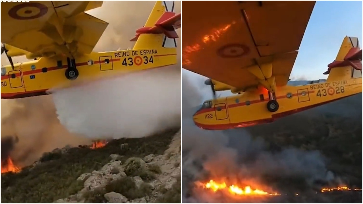 Ισπανία: Βίντεο από τη στιγμή που Canadair επιχειρεί στις φωτιές στην Τενερίφη 