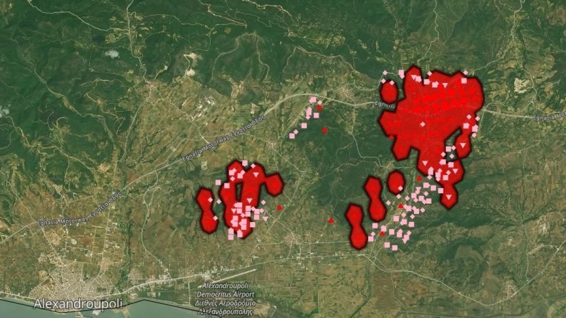 Φωτιά στην Αλεξανδρούπολη: Δορυφορική εικόνα του «Copernicus» με τις καμένες εκτάσεις