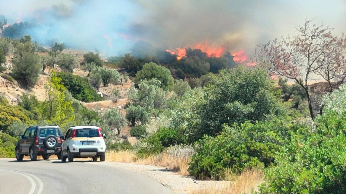 Φωτιά στη Βοιωτία: Μεγάλη αναζωπύρωση στα Βάγια - Απεγκλωβίστηκαν πατέρας και γιος