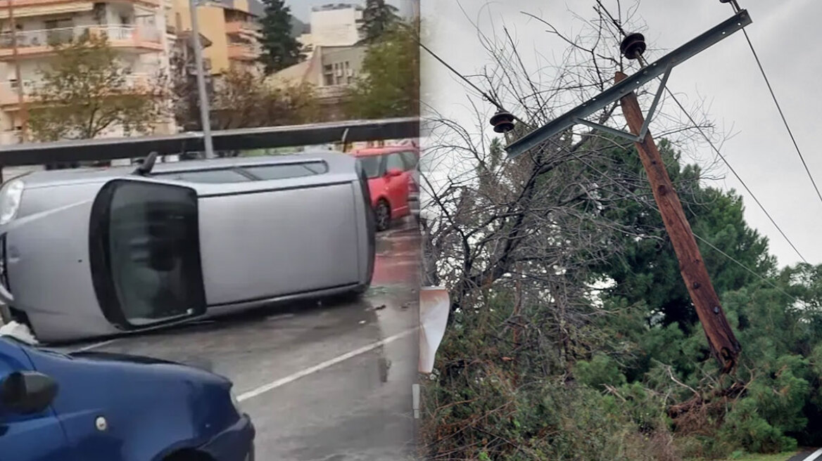 Κακοκαιρία: Αναποδογύρισαν αυτοκίνητα στην Ξάνθη - Ανεμοστρόβιλος στην Ολυμπιάδα Χαλκιδικής 