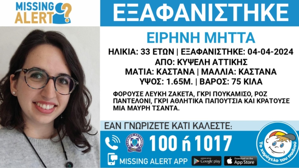 Missing Alert: Συναγερμός για εξαφάνιση 33χρονης από την Κυψέλη 