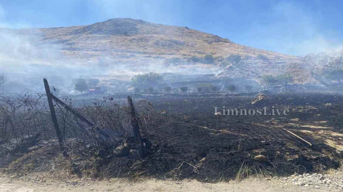 Υπό μερικό έλεγχο η φωτιά στη Λήμνο