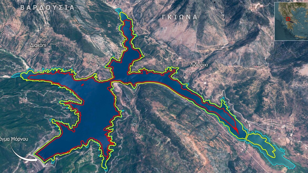 Ανησυχητικές οι δορυφορικές μετρήσεις της λίμνης του Μόρνου: Η έκτασή της είναι «μια από τις μικρότερες από το 2010»