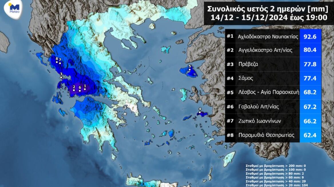 Καιρός: Στα δυτικά και νησιά του ανατολικού Αιγαίου οι περισσότερες βροχές το Σαββατοκύριακο (χάρτης)