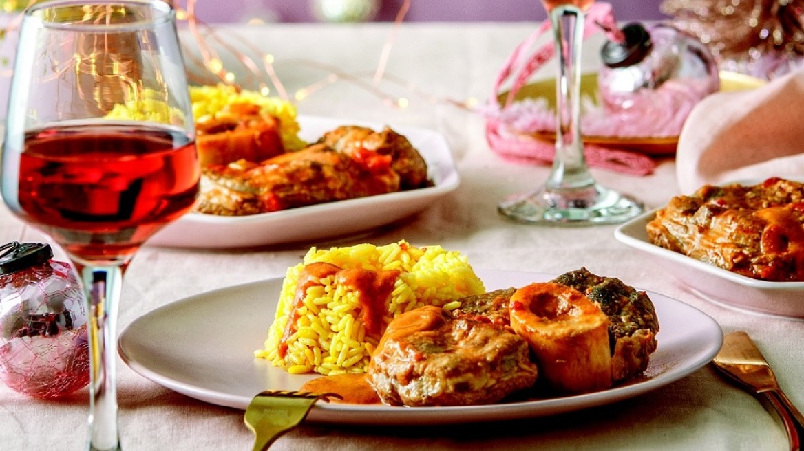 Οσομπούκο και πιλάφι με σαφράν