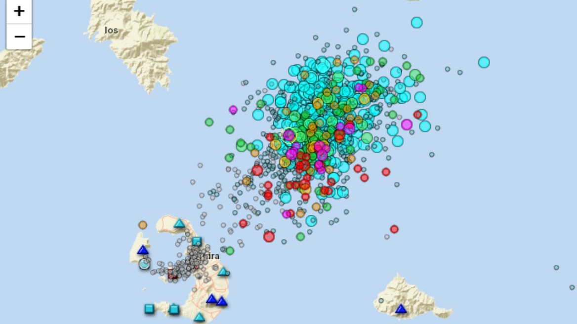 Συνολικά 95 σεισμοί καταγράφηκαν χθες 8 Φεβρουαρίου στη ζώνη Σαντορίνης - Αμοργού