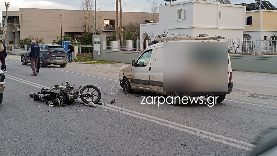 Τροχαίο στα Χανιά: Σύγκρουση ΙΧ με μοτοσικλέτα, διασωληνώθηκε 65χρονος