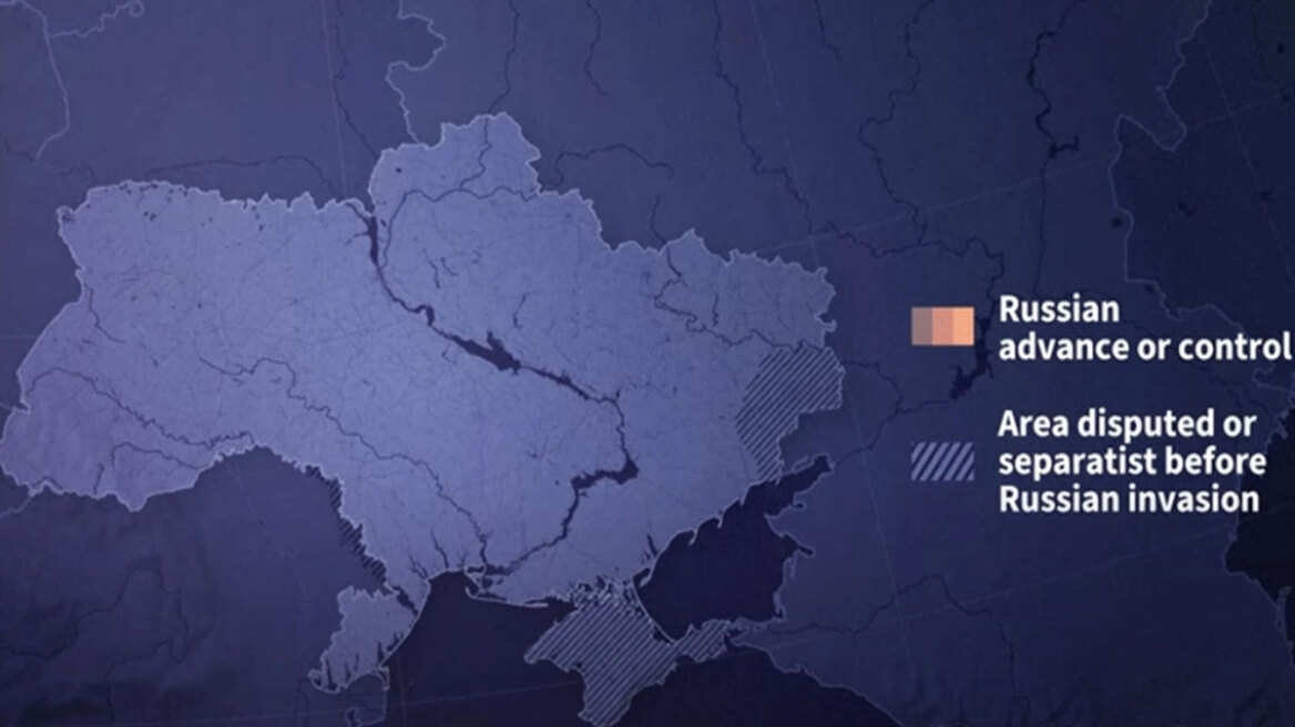 Χάρτες δείχνουν πόσα εδάφη έχει κερδίσει η Ρωσία στην Ουκρανία από το 2014 (vid)