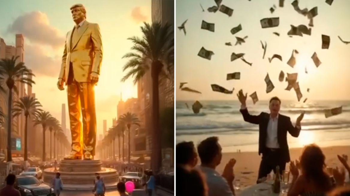 Το ΑΙ βίντεο του Τραμπ με το όραμά του για τη Γάζα: Το χρυσό άγαλμα, ο Μασκ μέσα στα δολάρια και το μπάνιο με τον Νετανιάχου