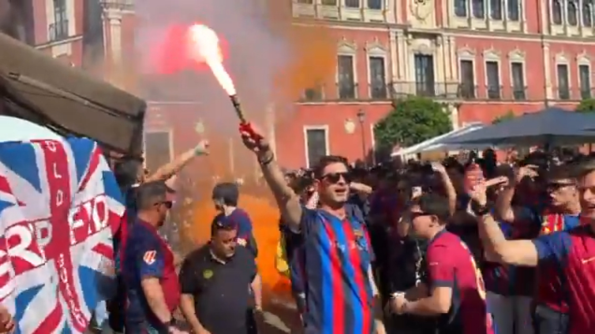 Επεισόδια στη Σεβίλλη: Συγκρούσεις οπαδών της Μπαρτσελόνα με την αστυνομία