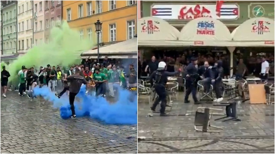 Μπέτις - Τσέλσι: Συμπλοκές και... καρεκλοπόλεμος ανάμεσα στους οπαδούς πριν τον τελικό - Βίντεο
