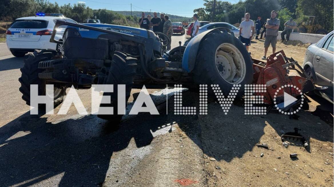Τροχαίο στην Κυλλήνη: Τρεις τραυματίες μετά από σύγκρουση ΙΧ με τρακτέρ, δείτε βίντεο και φωτογραφίες