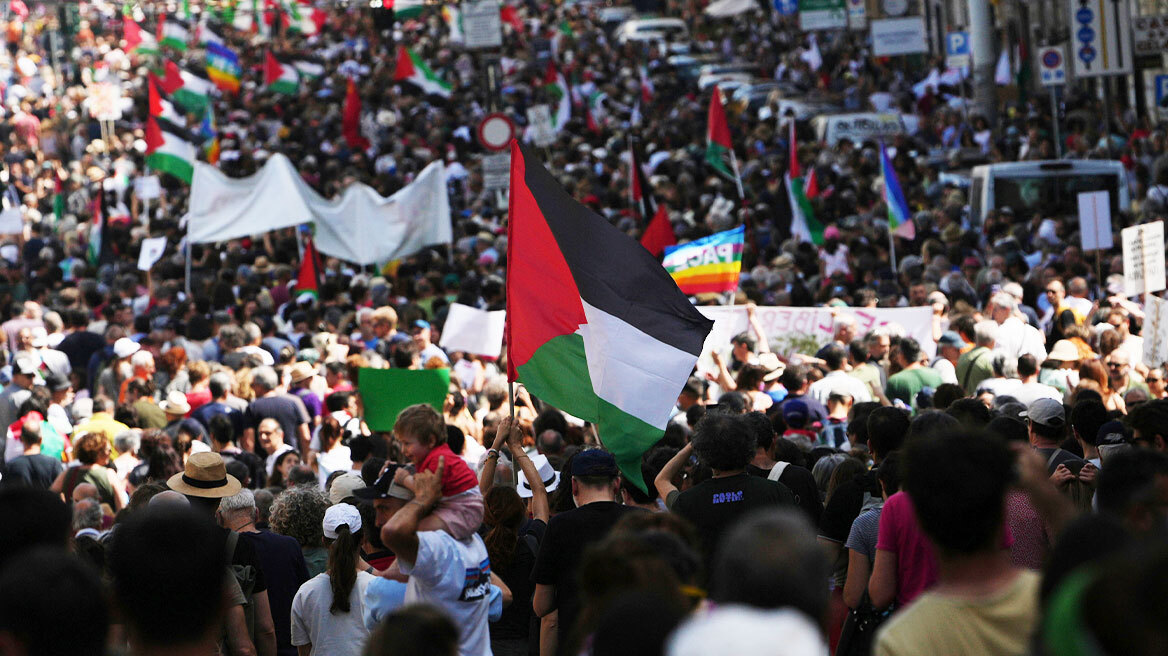 Πάνω από 300.000 πολίτες σε συγκέντρωση υπέρ των Παλαιστινίων στη Ρώμη 