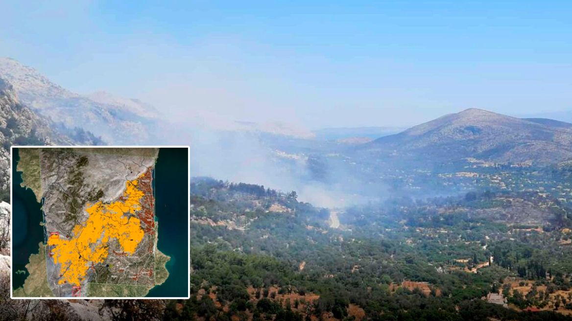 Σε ύφεση η φωτιά στη Χίο - Στάχτη πάνω από 40.000 στρέμματα, δείτε χάρτη από τον δορυφόρο Pleiades