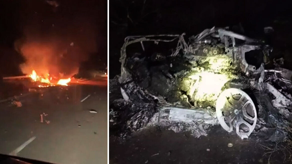 Δευτερόλεπτα μετά την τραγωδία: Στις φλόγες η Λαμποργκίνι του Ζότα, «έλιωσε» το supercar, δείτε βίντεο