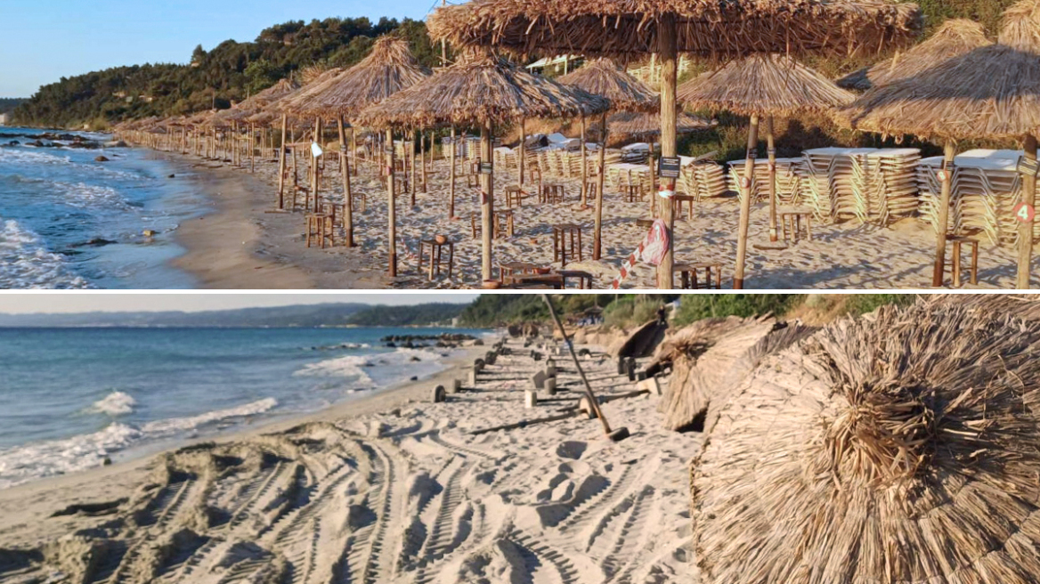 Χαλκιδική: Ιδιοκτήτης επιχείρησης «ξήλωσε» 700 ξαπλώστρες και 300 ομπρέλες – Καταλάμβανε 2.500 τ.μ. δημόσιου χώρου