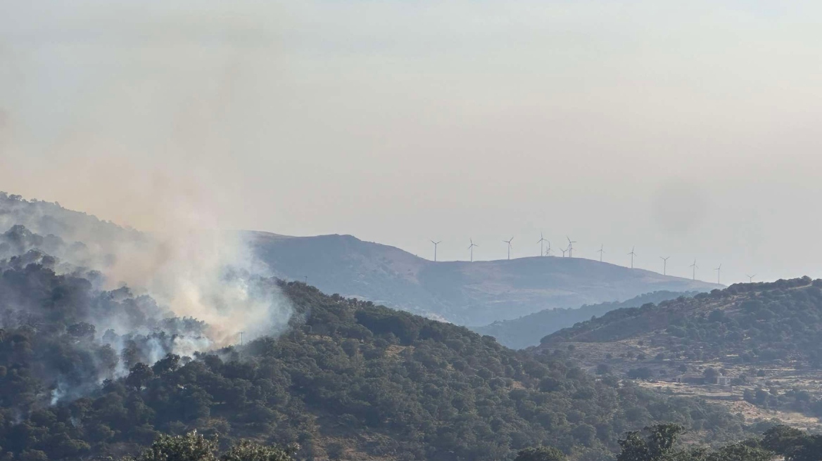 Μαίνεται η φωτιά στο Σκαλοχώρι Λέσβου 