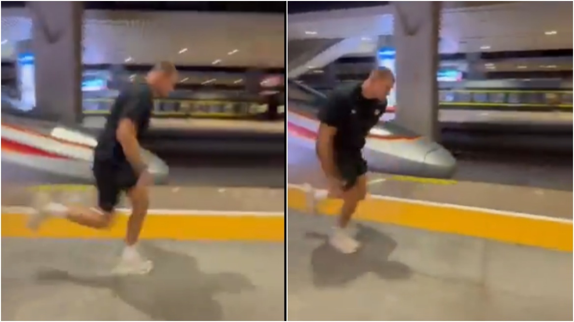 Γιόκιτς: Έκλεψε την παράσταση στην Κίνα τρέχοντας... κόντρα σε τρένο! - Βίντεο
