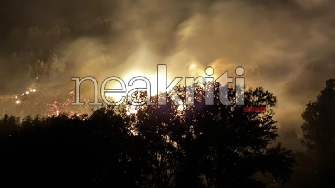 Φωτιά τώρα στον Άγιο Θωμά Ηρακλείου - Ισχυρές πυροσβεστικές δυνάμεις στο σημείο