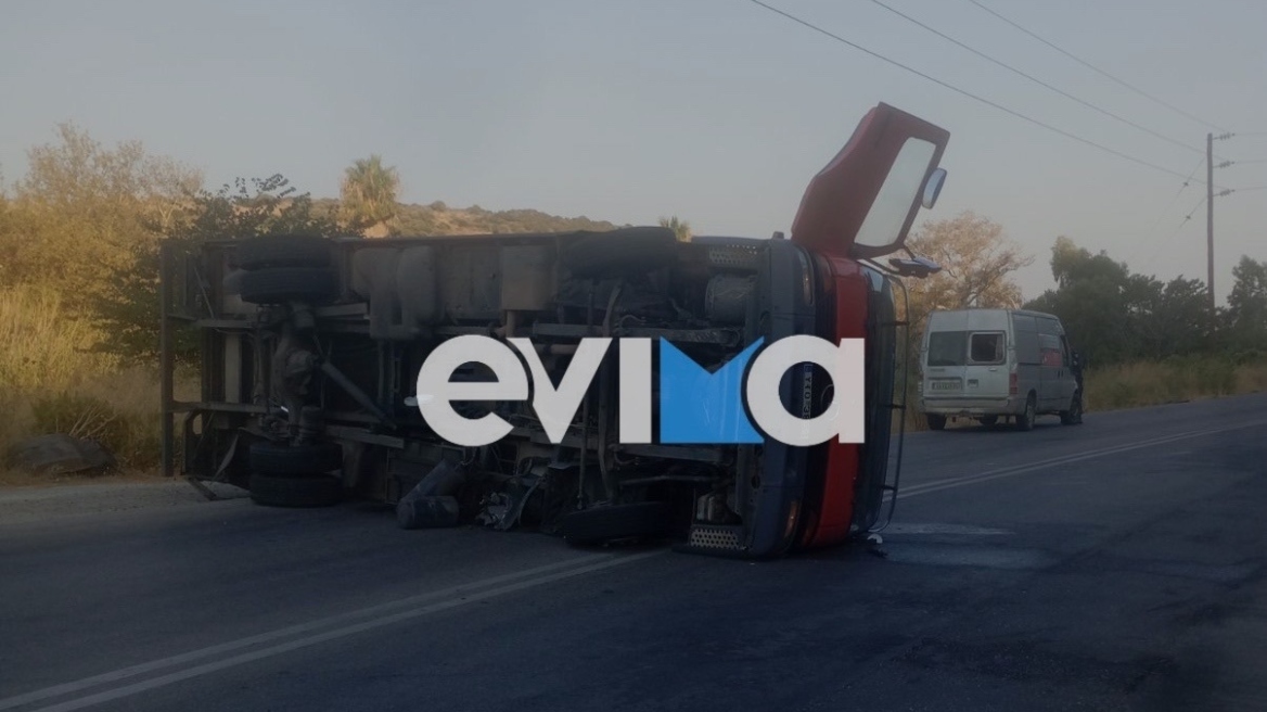 Σοβαρό τροχαίο στην Εύβοια: Τούμπαρε φορτηγό μετά από σύγκρουση με ΙΧ