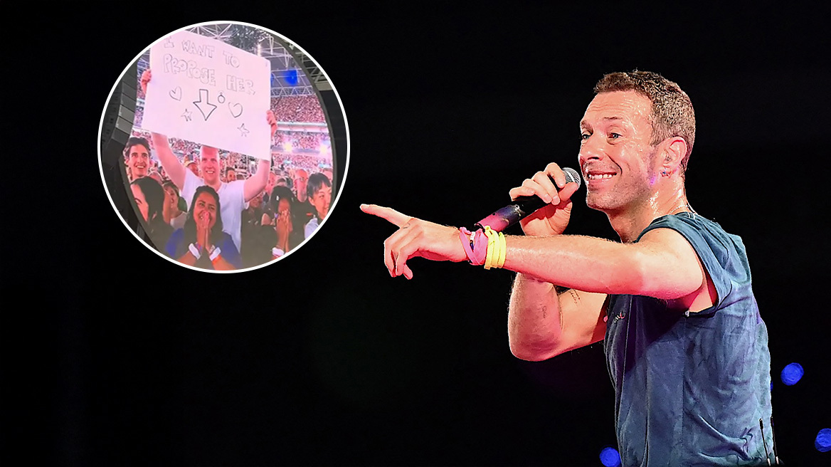 «Είναι σίγουρα σύντροφός σου;»: Το τρολάρισμα του Κρις Μάρτιν σε νεαρό που έκανε πρόταση γάμου στη φίλη του στην «kiss-cam»