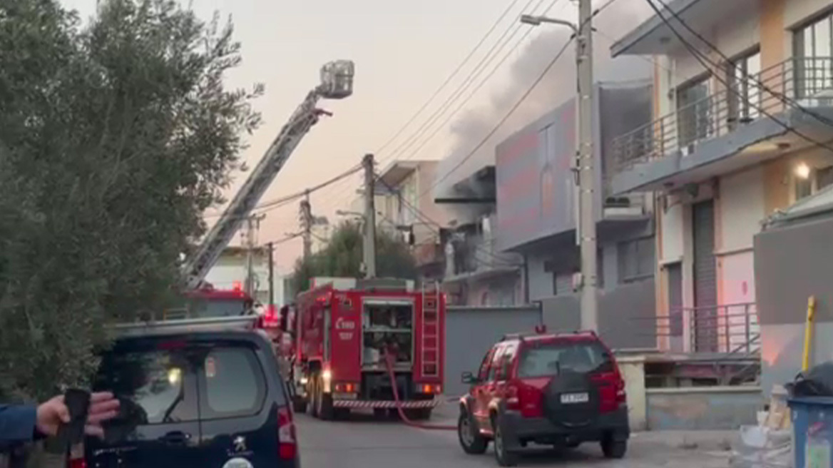 Φωτιά τώρα σε επιχείρηση στο Περιστέρι - Δείτε βίντεο και φωτογραφίες