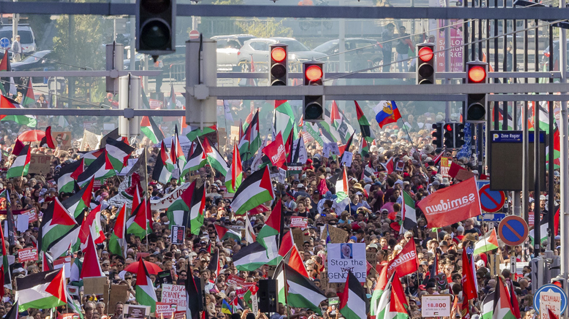Χιλιάδες διαδηλωτές στις Βρυξέλλες υπέρ των Παλαιστινίων