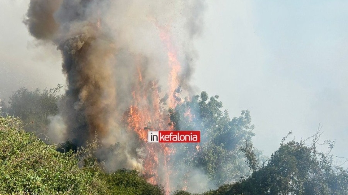 Χωρίς ενεργό μέτωπο η φωτιά στα Μεταξάτα Κεφαλονιάς - Δείτε βίντεο
