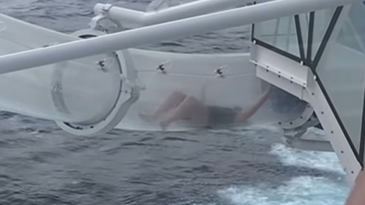 Τρόμος για επιβάτη κρουαζιερόπλοιου: Κόλλησε σε νεροτσουλήθρα πάνω από τον ωκεανό - Το βίντεο που συγκέντρωσε 7 εκατ. views