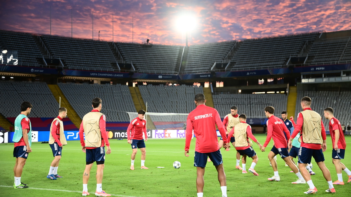 Ολυμπιακός: Η τελευταία προπόνηση στο Μονζουίκ πριν από τη μάχη με την Μπαρτσελόνα - Βίντεο, φωτογραφίες 
