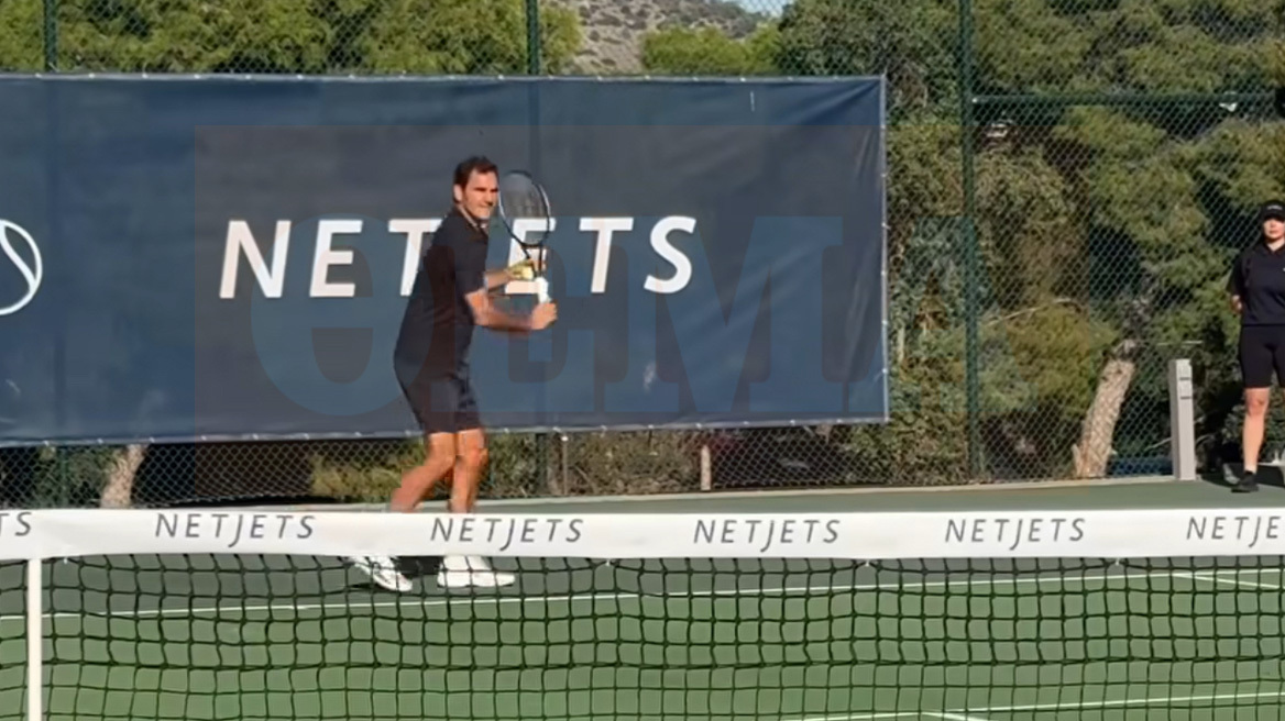 Στην Αθήνα για μισή μέρα ο Ρότζερ Φέντερερ - Έπαιξε τρίλεπτους αγώνες με 18 διαφορετικούς παίκτες 