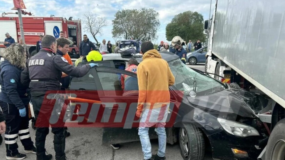 Τροχαίο στην Πάτρα: ΙΧ «καρφώθηκε» σε φορτηγό, τραυματίστηκε έγκυος