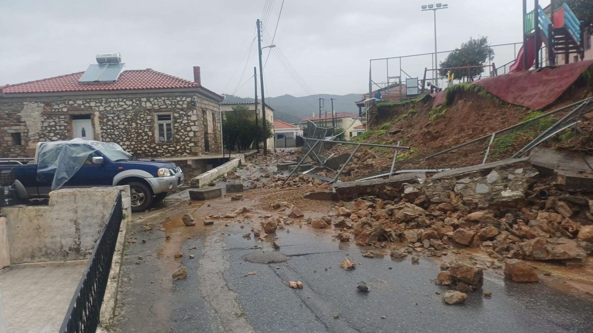 Προβλήματα από την κακοκαιρία Byron σε Λακωνία και Ζάκυνθο: Κατέρρευσε μαντρότοιχος σχολείου, απεγκλωβισμοί ατόμων