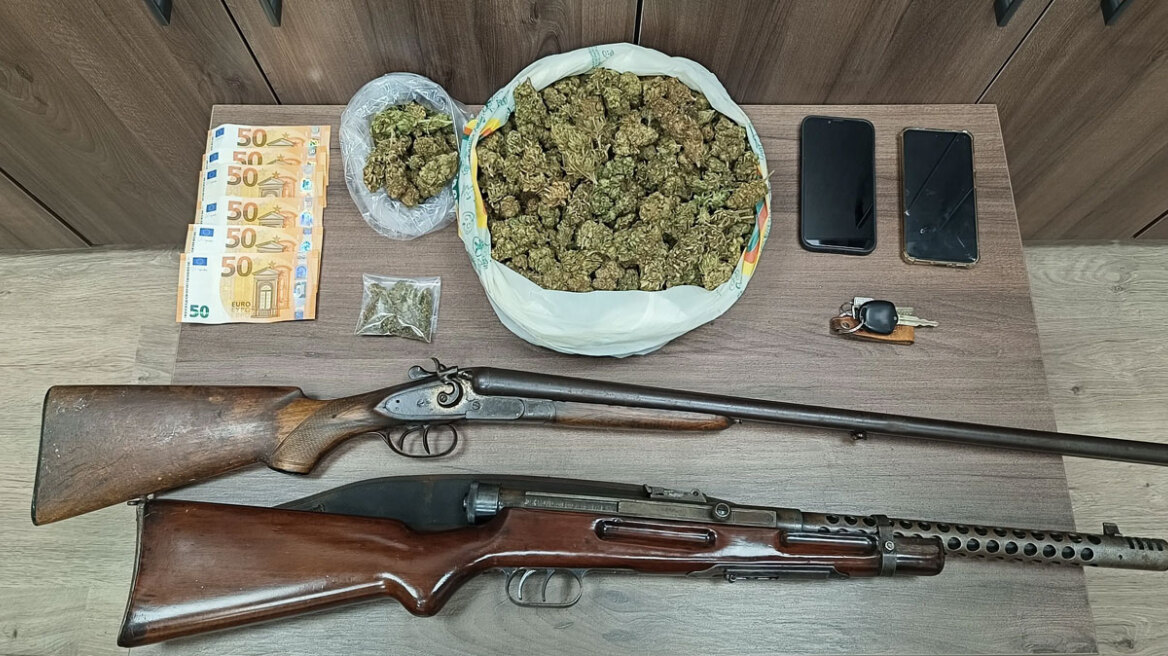 Συνελήφθησαν δύο άνδρες για μεγάλη ποσότητα ναρκωτικών και όπλα στο Ρέθυμνο
