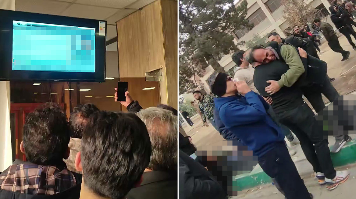 Σκληρό βίντεο: Ιρανοί ψάχνουν τους ανθρώπους τους σε οθόνη που προβάλει φωτογραφίες νεκρών και ανάμεσα σε σακούλες με πτώματα