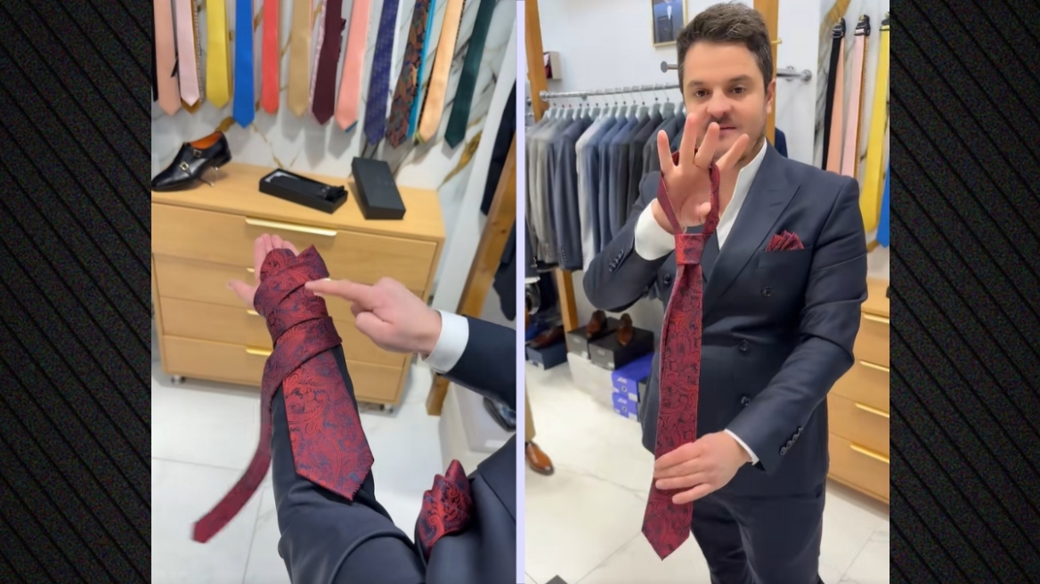 Στυλίστας δείχνει τον πιο εύκολο και γρήγορο κόμπο δεσίματος γραβάτας, δείτε βίντεο